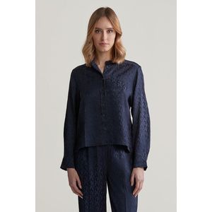 HALENKA GANT REG MONOGRAM JACQUARD BLOUSE EVENING BLUE obraz