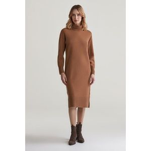 ŠATY GANT HERRINGBONE DETAIL ROLLNECK DRESS CACAO obraz