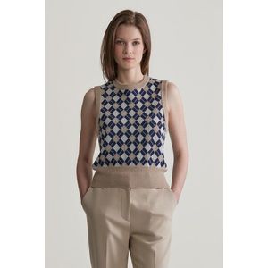 VESTA GANT ARGYLE C-NECK VEST CARAMEL BEIGE obraz