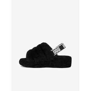 Černá dámská domácí obuv z ovčí kožešiny UGG Fluff Yeah Slide obraz