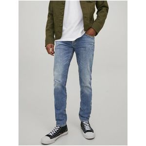 Modré slim fit džíny s vyšisovaným efektem Jack & Jones Liam obraz