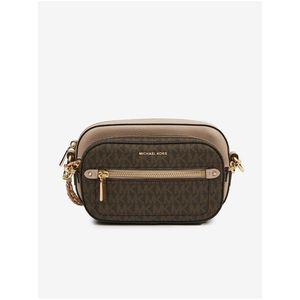 Hnědo-béžová dámská kožená crossbody kabelka Michael Kors obraz