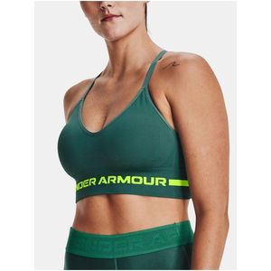 Tmavě zelená sportovní podprsenka Under Armour UA Seamless Low Long Bra obraz