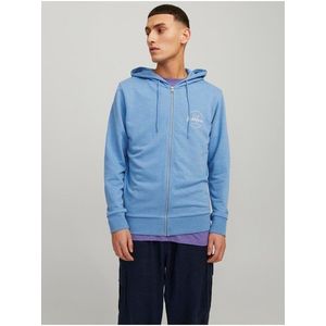 Modrá pánská mikina na zip s kapucí Jack & Jones Forest obraz