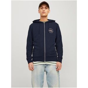 Tmavě modrá pánská mikina na zip s kapucí Jack & Jones Forest obraz