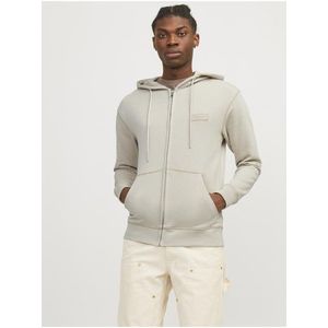 Béžová pánská mikina na zip s kapucí Jack & Jones Faded obraz