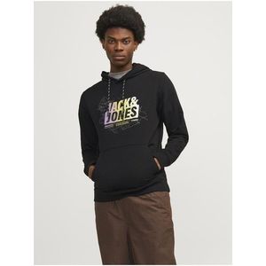 Černá pánská mikina s kapucí Jack & Jones Map - Pánské obraz