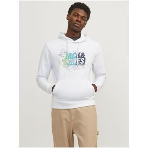 Bílá pánská mikina s kapucí Jack & Jones Map obraz