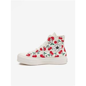 Krémové dámské kotníkové tenisky Converse Chuck Taylor All Star Lift Platform Cherries obraz