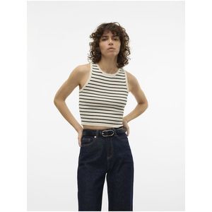 Černo-krémový dámský crop top Vero Moda Ginny obraz