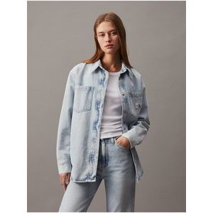 Světle modrá dámská džínová oversize košile Calvin Klein Jeans obraz