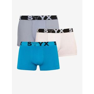 Styx Boxerky 3 ks Modrá Bílá Šedá obraz