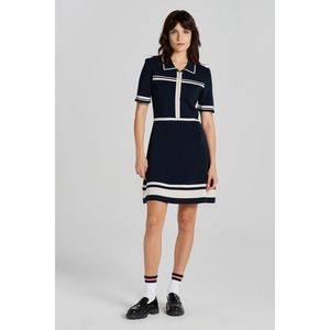 ŠATY GANT POLO HALF ZIP KNIT DRESS EVENING BLUE obraz