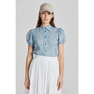 HALENKA GANT REG BRODERIE ANGLAISE SS SHIRT DOVE BLUE obraz