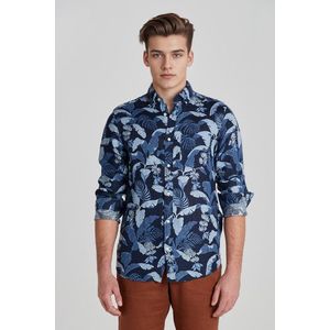 KOŠILE GANT REG LINEN PRINT SHIRT MARINE obraz