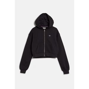 MIKINA GANT SHIELD CROPPED SWEAT ZIP HOODIE BLACK obraz