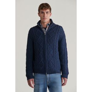 SVETR GANT CABLE ZIP CARDIGAN EVENING BLUE obraz