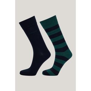 PONOŽKY GANT BARSTRIPE AND SOLID SOCKS 2-PACK DEEP FOREST obraz