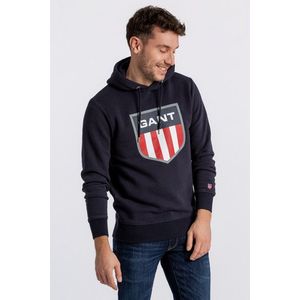 MIKINA GANT D1. GANT RETRO SHIELD SWEAT HOODIE EVENING BLUE obraz