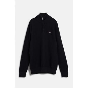 SVETR GANT COTTON TEXTURED HALF ZIP BLACK obraz