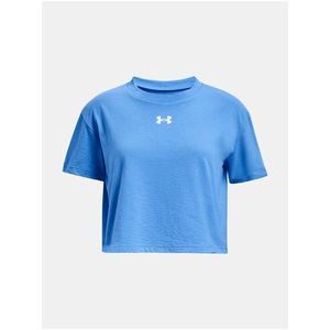 Modré crop top tričko Under Armour UA CROP SPORTSTYLE LOGO SS obraz