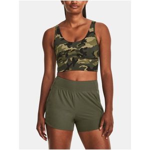 Khaki sportovní crop top tílko Under Armour Meridian Fitted CropTankPrnt obraz