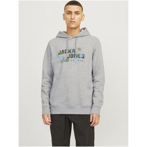 Světle šedá pánská mikina s kapucí Jack & Jones Outdoor obraz