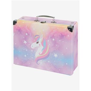 Růžový skládací školní kufřík s kováním Baagl Rainbow Unicorn obraz