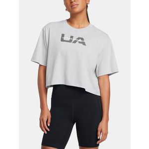 Under Armour UA Boxy Crop Branded SS Triko Šedá obraz