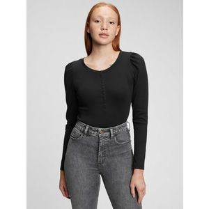 GAP Modern Henley Long Triko Černá obraz