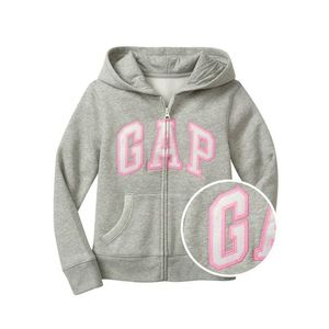 GAP Logo zip hoodie Mikina Šedá obraz