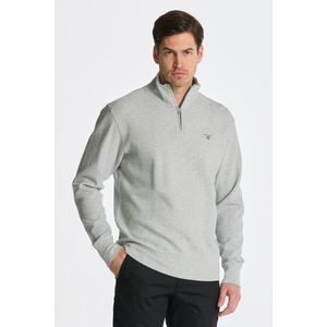 MIKINA GANT D1. WAFFLE HALF ZIP SWEAT LIGHT GREY MELANGE obraz