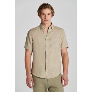 KOŠILE GANT REG GMNT DYED LINEN SS SHIRT CONCRETE BEIGE obraz