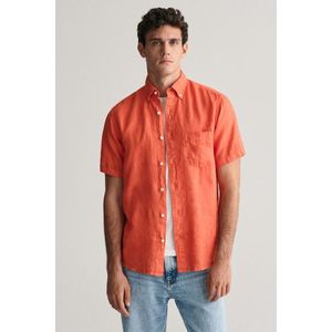 KOŠILE GANT REG GMNT DYED LINEN SS SHIRT BURNT ORANGE obraz