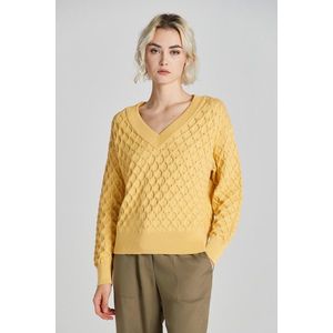 SVETR GANT TEXTURED KNIT V-NECK DUSTY YELLOW obraz