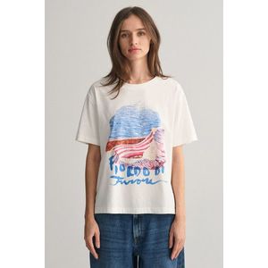 TRIČKO GANT REL SCENERY PRINT SS T-SHIRT EGGSHELL obraz