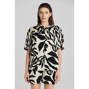 HALENKA GANT REL PALM PRINT SS SHIRT SOFT OAT obraz