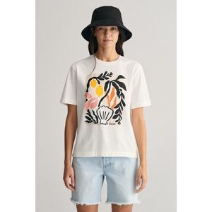 TRIČKO GANT REL PALM PRINT SS T-SHIRT EGGSHELL obraz