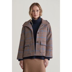 BUNDA GANT LARGE CHECKED CROPPED WOOL JACKET COLLEGE BLUE obraz