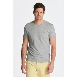 TRIČKO GANT ORIGINAL SLIM V-NECK T-SHIRT GREY MELANGE obraz