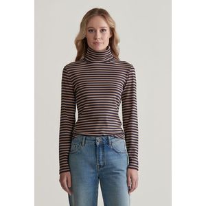 ROLÁK GANT SLIM STRIPED RIB TURTLENECK CARAMEL BEIGE obraz