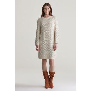 ŠATY GANT CABLE KNIT C-NECK DRESS CREAM obraz