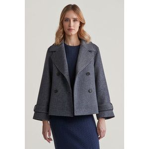 BUNDA GANT CROPPED HERRINGBONE WOOL JACKET EVENING BLUE obraz