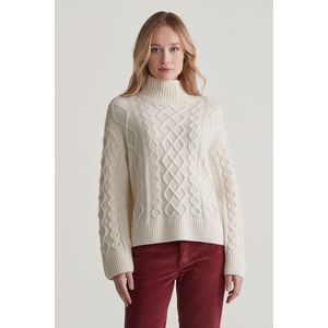 SVETR GANT CABLE KNIT STAND COLLAR CREAM obraz