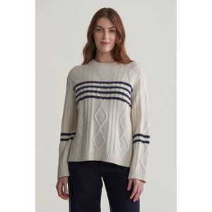 ROLÁK GANT CONTRAST STRIPE CABLE KNIT CREAM obraz