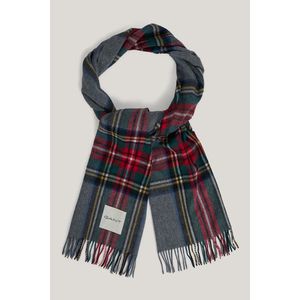 ŠÁLA GANT CASHMERE BLEND TARTAN SCARF WARM GREY obraz