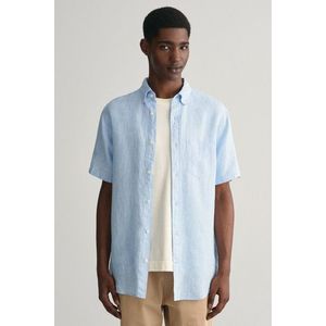 KOŠILE GANT REG LINEN SS SHIRT CAPRI BLUE obraz