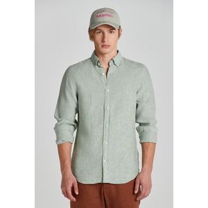 KOŠILE GANT SLIM LINEN SHIRT KALAMATA GREEN obraz