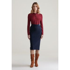 SUKNĚ GANT WIDE RIBBED WOOL SKIRT EVENING BLUE obraz