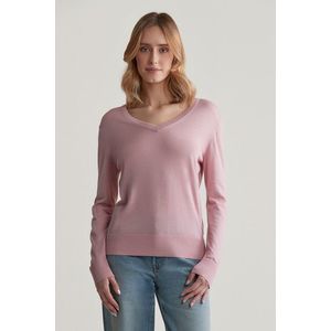 SVETR GANT FINE KNIT V-NECK DUSTY PINK obraz